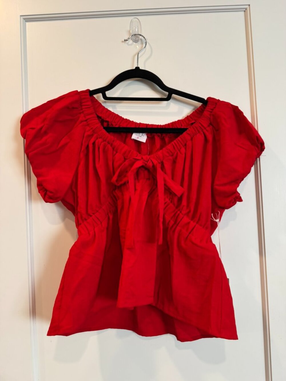 Sienna Sky Red Puff-Sleeve Peasant Blouse Shirt - Women's Medium NWT